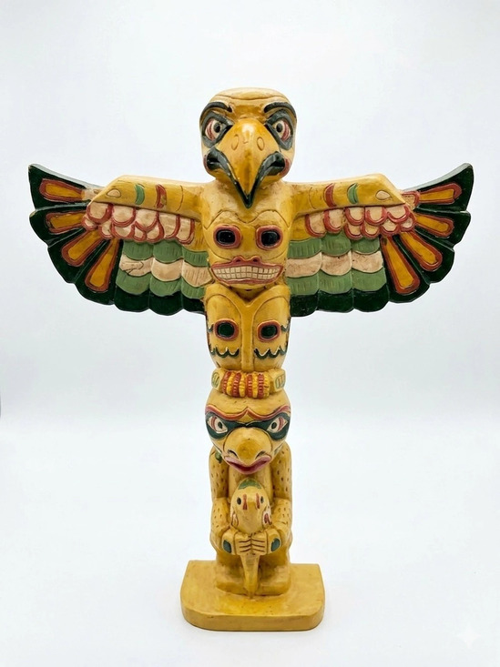 Other - Vintage 11” Eagle Totem Pole Figurine Souvenir with Original Box Resin